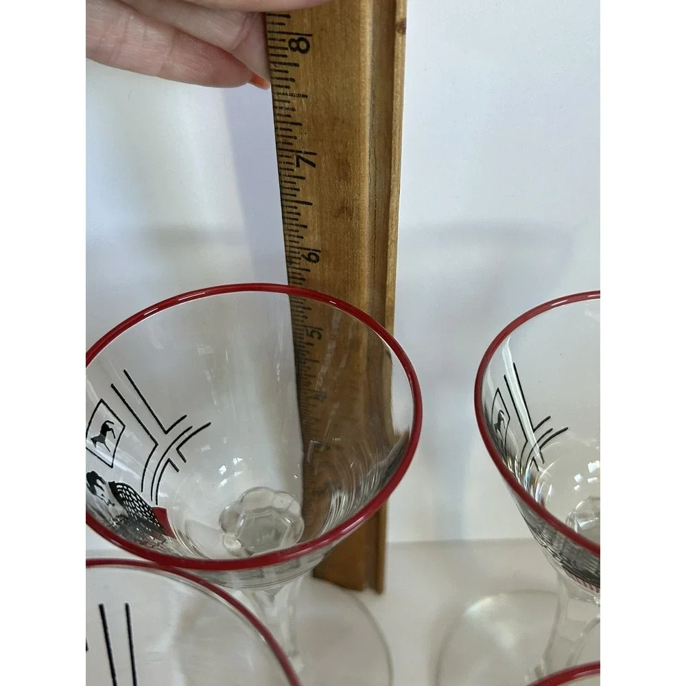 MCM Liquor Cocktail Glasses Martini Vtg Set 4 Dickens Merrymakers Libby